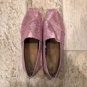 TOMS pink sparkly shoes